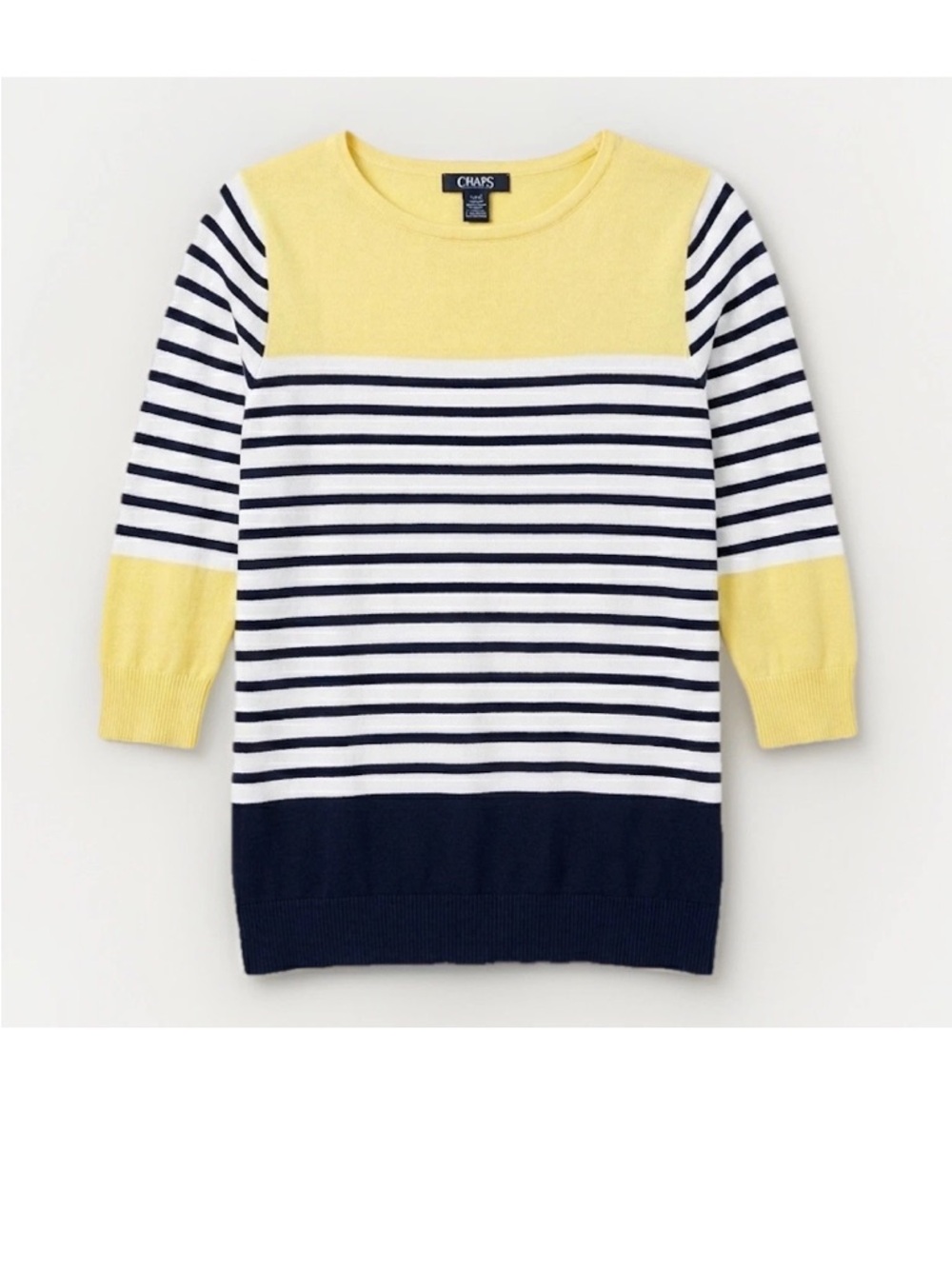 Chaps Navy Stripe and Yellow Sweater Size Large